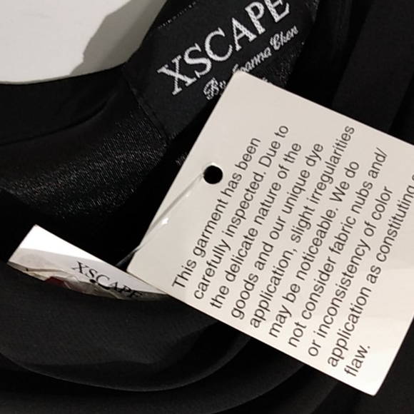 XSCAPE NWT BLACK ONE-SHOULDER RHINESTONE FLUTTER HEM MINI DRESS SIZE 6 - Picture 9 of 15